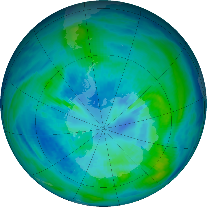 Antarctic ozone map for 07 April 1993